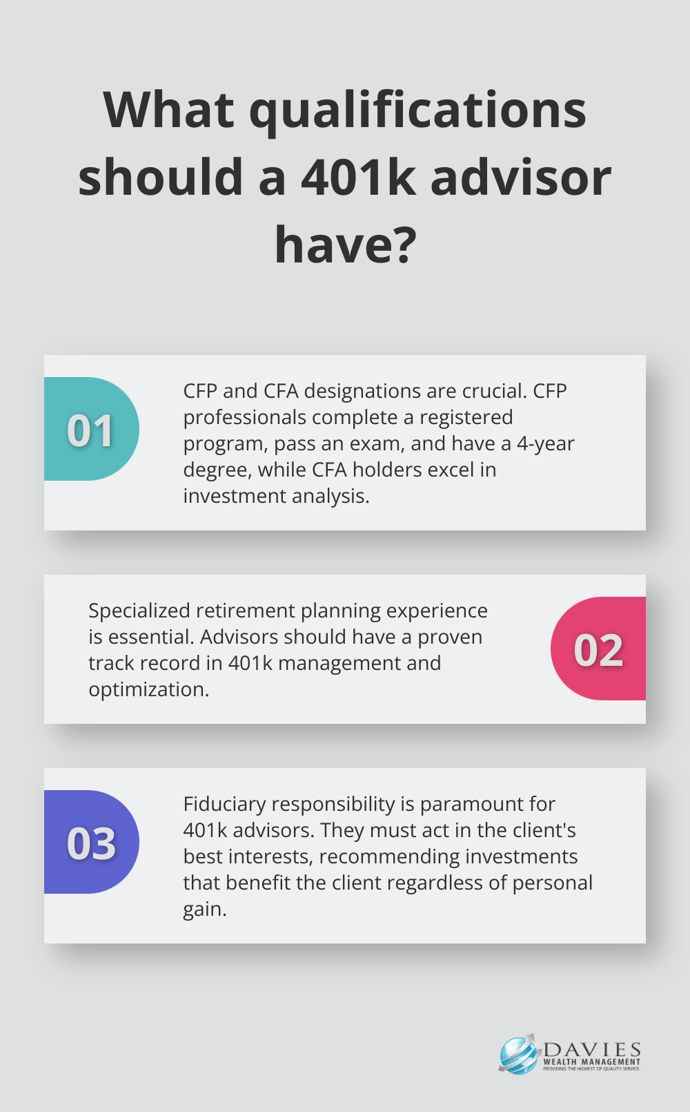 Infographic: What qualifications should a 401k advisor have? - financial advisor for 401k
