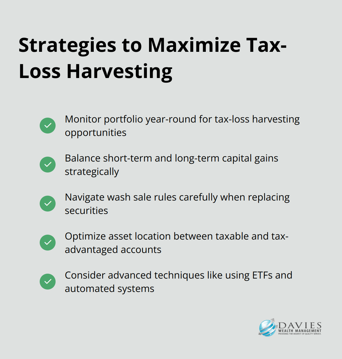 Checklist of strategies for effective tax-loss harvesting