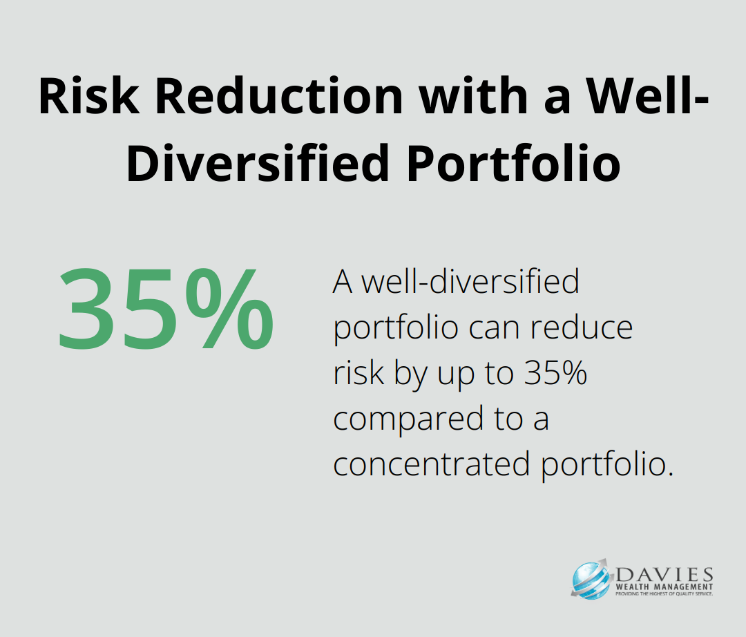 Chart showing that a well-diversified portfolio can reduce risk by up to 35% compared to a concentrated portfolio