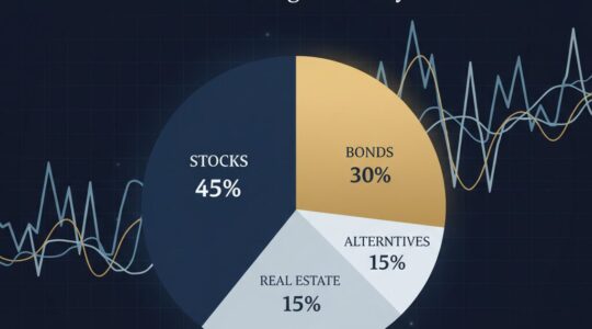 Asset allocation pie chart showing diversified portfolio strategy for navigating market volatility