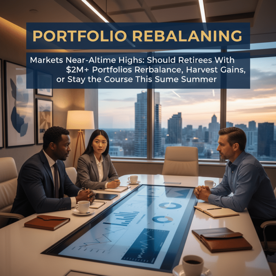 portfolio rebalancing — Markets Near All-Time Highs: Should Retirees With $2M+ Portfolios Rebalance, Harvest Gains, or Stay the Course This Summer?