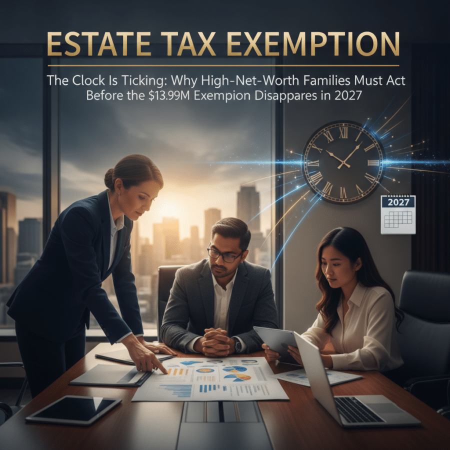 estate tax exemption — The Clock Is Ticking: Why High-Net-Worth Families Must Act Before the $13.99M Estate Tax Exemption Disappears in 2027
